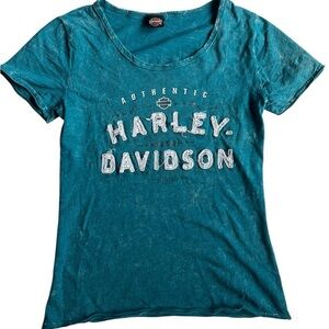 Harley-Davidson Teal acid wash Black widow tee